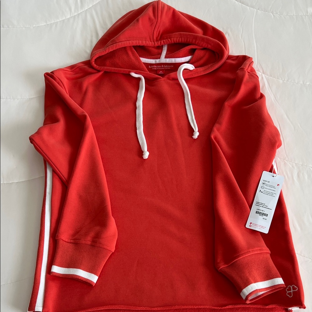 Krimson Klover Vibrant Orange Hoodie with White Accents
